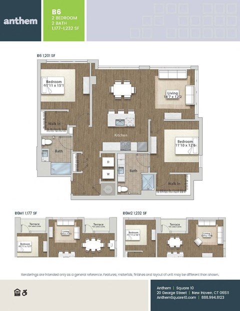 Floor plan for 2 beds, 2 baths, 1201 sqft